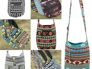 Cotton Canvas Sling Shoulder Bag Messenger Crossbody Backpack Handbag Aztec