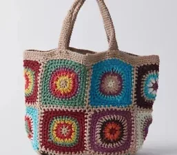 Urban Outfitters HANDMADE Granny Squares Daisy Crochet Mini Tote Bag NWOT $49