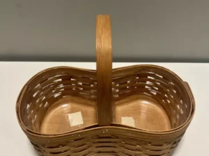 Vintage Handmade Woven Bradford Peanut Shaped Basket W/Original Liners 1996