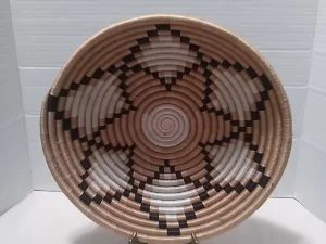 African Coil Basket Wall Hanging Hand Woven Basket Bowl 12″