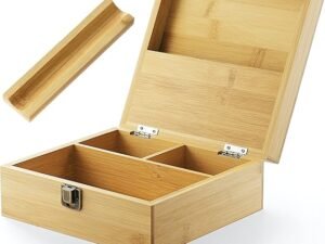 Bamboo Storage Box with Multi-Purpose Tray – Large Premium Handmade Wooden Box with Hinged Lid – Organize All Your Essentials – 7.5 x 7 x 3 Inches