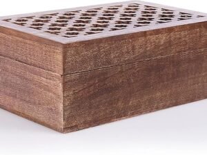 Mela Artisans Large Keepsake Box with Hinged Trellis Lid