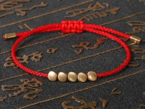 Tibetan Buddhist Handmade Copper Beads Bracelet Lucky Red Rope Women Men Jewelry