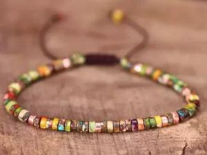 Natural Gemstone Small Beads Handmade Healing Balance Dainty Women Men Bracelet