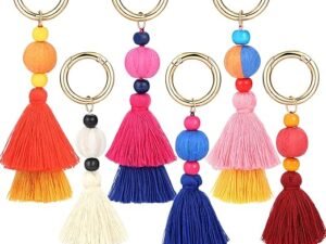 Tatuo 6 Pieces Handmade Bohemian Tassel Keychain Tassels Bag Key Chain Charm Handbags Pendant Key Chain Rings