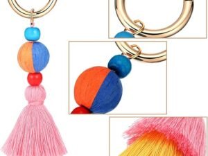 Tatuo 6 Pieces Handmade Bohemian Tassel Keychain Tassels Bag Key Chain Charm Handbags Pendant Key Chain Rings