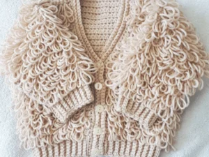 Handmade Hand Crocheted Baby Girl Loopy Cardigan 100% Acrylic various colours