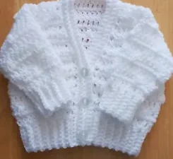 Handmade Hand Crocheted Unisex Baby Bobble Cardigan various colours 100% Acrylic