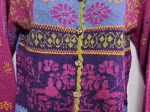 Alpaca Imports Sweater Womens Medium Button Cardigan Handmade Peru Colorful