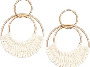 Raffia Hoop Earrings for Women – Fun Boho Summer Beach Earrings