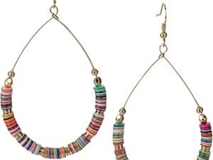 Bohemian Multi-Colored Sequin Hoop Gold Earrings