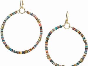 Bohemian Multi-Colored Sequin Hoop Gold Earrings