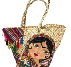 Folk Art Straw Bag