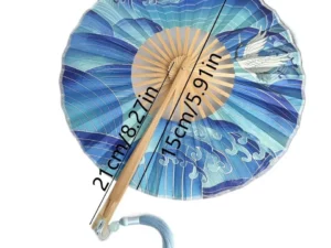 Tassel Collapsible Hand Fan Handmade Dance Fan Vintage Round Bamboo Fan Women