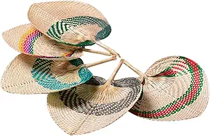 Natural Bamboo Raffia Fans, 5 Pcsk Bamboo Fans Handheld for Summer Cooling Supplies Home Wall Decor Wedding Party