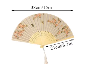 Vintage Silk Folding Fan Chinese Home Decor Dance Hand Fan Bamboo Wood Fans