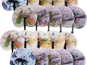 20 Pieces Chinese Handheld Folding Paper Fans – Asian Decor for Parties, Weddings, and Home Decoration