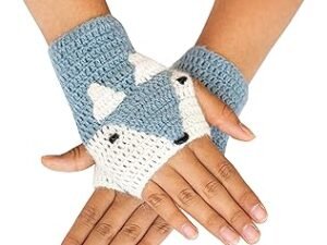 Peruvian Hand-Knitted 100% Alpaca wool Mittens for womens | Ladies Fingerless gloves for Women in Cute fox design | Gift for her