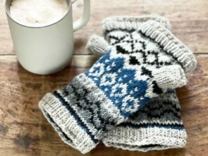 Woollen Fairisle Handwarmer Gloves – Autumn/Winter Warmers – Stocking Fillers – Matching Socks and Handwarmers – Fair Trade – Fingerless