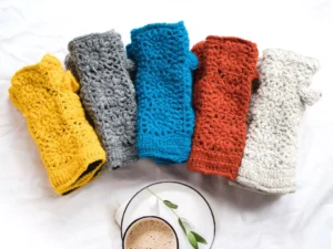 Women’s Fair Trade Hand Knitted Fingerless Gloves Colourful Woolen Wrist Warmers