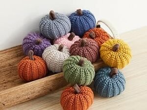 Mini Knit Pumpkins Set of 12 – Artisan Crafted Fall Decor, Bowl Fillers, and Table Accents