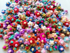 50 Pcs Handmade Crochet Flowers for decorating. Diameter approx. 1.50″