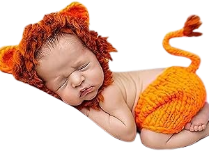 AIXIANG Handmade Baby Lion Halloween Costume – Newborn Photo Prop Set with Cap and Pants