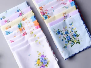 5pcs Vintage Cotton Floral Handkerchiefs Embroidered Butterfly Fabrics Hanky