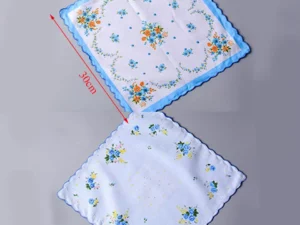 5pcs Vintage Cotton Floral Handkerchiefs Embroidered Butterfly Fabrics Hanky