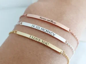 Personalized Bar Bracelet – Custom Name & Coordinates Stacking Bracelet