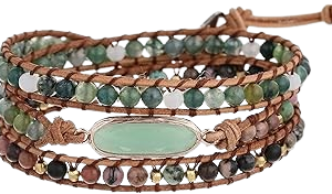 Plumiss Women Boho Handmade Natural Stone Crystal Leather Bead Wrap Bracelets Collection