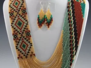 New Handmade Seed Bead Boho American Style Beaded Multi Strand Necklace Earrings