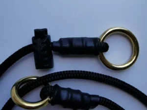 STRONG SLIP DOG COLLAR HAND MADE, BRASS RINGS,CLIMBING CORD,STOPPER