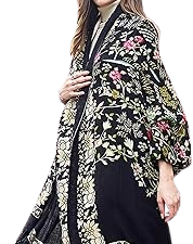 DANA XU 100% Merino Wool Extra Large Pashmina Blanket Scarf – Floral Cashmere Wrap for Women