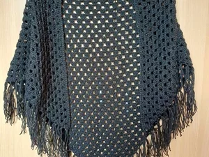 Handmade Crocheted Shawl – Wool and Acrylic Blend