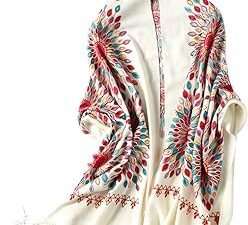 Urban CoCo Women’s Embroidered Oversize Tassel Shawl Scarf Wrap