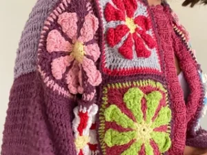 Modern Crochet Granny Square Cardigan – Floral Patchwork Jacket