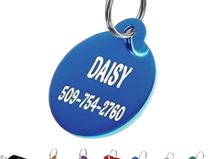 GoTags Dog Tags, Personalized Engraved Dog and Cat ID Tags for Pets, Custom Engraved on Both Sides, Various Shapes Including Bone, Round, Heart, Bow Tie, Star, and Badge (Round, Small – Pack of 1)