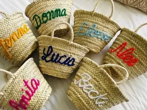 Embroidered Moroccan Straw Tote