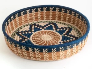 Isabela Star Basket with Navy, Green and Natural Brown Detail