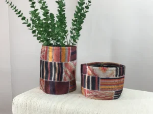 Handwoven Pot Basket, Handmade basket, Kilim pattern basket, Bedroom organizer, Decor basket, Planter baskets, Colorful basket