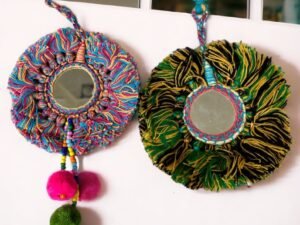 Handmade Bohemian Style Tassel Mirror Key-Chains – Pair of 2 Pcs