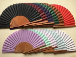 Colored Pear Wood Handheld Fan | Classic Wooden Fan Made in Valencia, Spain