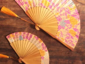 Ibiza Style Foldable Floral Hand Fan | Handmade in Bali with Tassels | Fair & Sustainable Gift