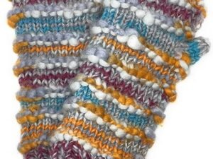 Hand Knit Winter Fingerless Striped Texting Gloves Warm Wool Fleece Lined