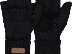 Thermal Insulation Fingerless Texting Wool Gloves for Women and Men Winter Warm Knitted Convertible Mittens Flap