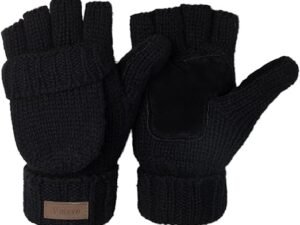 ViGrace Winter Knitted Convertible Fingerless Gloves Wool Mittens Warm Mitten Glove for Women and Men