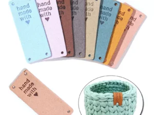 20Pcs Handmade With Love Labels Tags PU Leather For Clothes Hat Sewing Labels