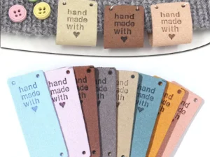 20Pcs Handmade With Love Labels Tags PU Leather For Clothes Hat Sewing Labels