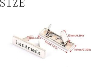 12 PCS Handmade Metal Labels Rectangle Alloy Tags for Clothes Jeans Shoes Bags Rectangle Hand Made Printed Labels DIY Jewelry Making Crafts Hardware Sewing Clothes Jeans Decoration （Gold, Silver）